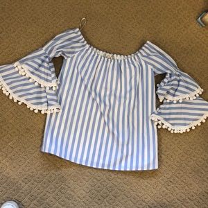 Never been worn blue and white stripe top